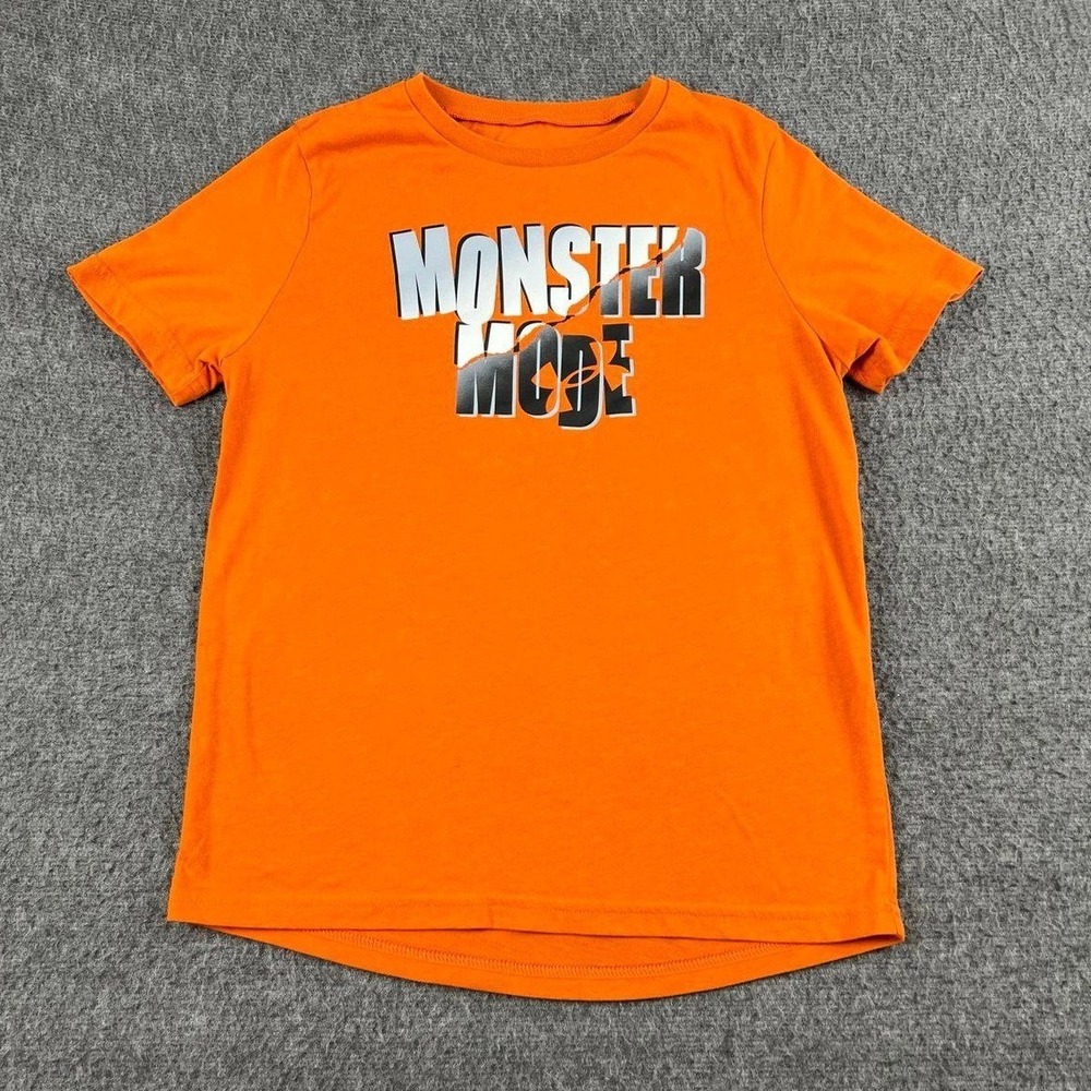 Under Armour Monster Mode Graphic T-Shirt Kids Youth Small Orange Loose Fit